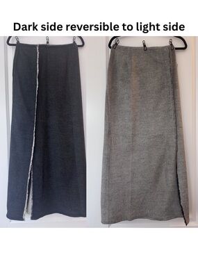 Anne Klein Reversible Maxi Skirt in Dark Gray and Light Gray